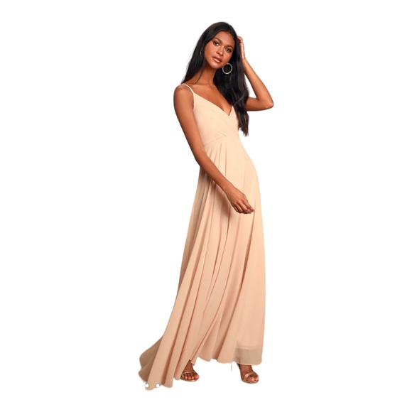 NWT LULU'S Blush Pink Sleeveless Maxi Dress Small Bridesmaid Formal Wedding - Picture 5 of 13